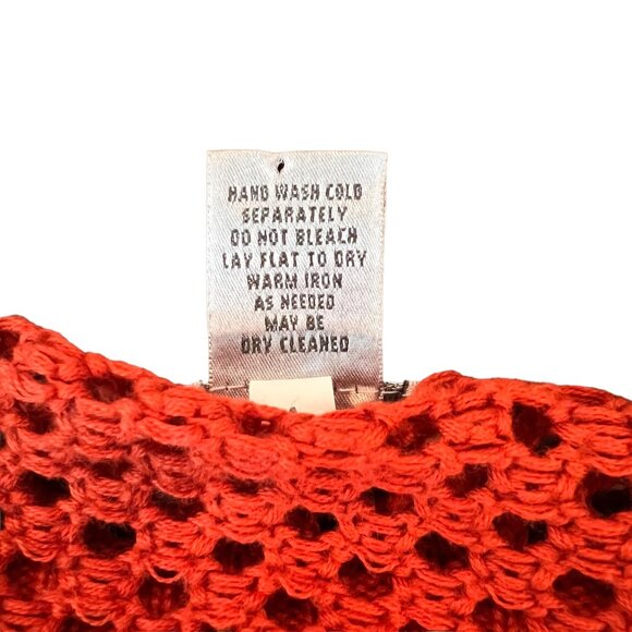 CHICO'S Sweater S Burnt Orange Open Knit Ribbed Cover Up Pullover Size Small - Picture 10 of 11